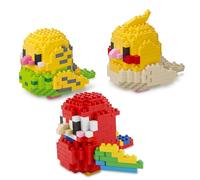 3 Parrots Micro Mini Building Block, Birthday Gift for Kids, Animals Buildling Model Kits, Bird Parrot, Mini Bricks Birds Series Toys for Kids, Small Prize, Decoration for Home and Office