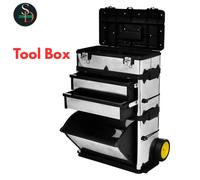 3-Part Rolling Tool Box with 2 Wheels Transport Carrier Organiser Case vidaXL