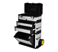 3-Part Rolling Tool Box with 2 Wheels Transport Carrier Organiser Case vidaXL