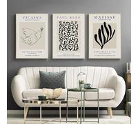 3 Paul Klee Picasso Matisse Black White Painting 30x40cm Canvas Print Poster Wall Art Picture Abstract Living Room Home Decor No Frame