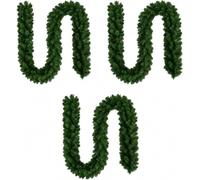 3 Pc 9ft Plain Green Christmas Garland 2.7m x 25cm Realistic | Xmas Garland for Decorating Stairs, Fireplaces, Doors & Windows, Flexible, Durable Holiday Home Decor for Indoor & Outdoor.