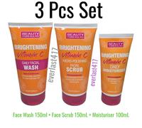 3 pc Beauty Formulas Brightening Vitamin C Bundle- Face Wash,Scrub & Moisturiser