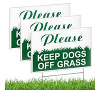 3 PC Keep Dogs Off Lawn Sign - 6x9 inches DS Coroplast Stay Off Grass Signs For Yard