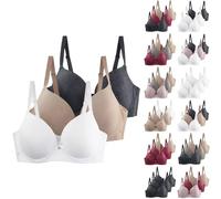 3 PC Minimizer Bras for Women Underwired Sexy Deep V Plunge Super Push Up Bra Soft Padded T Shirts Lingerie Bralettes Full Coverage Support Bras Thick Padded Bombshell VS add 2 Cups Assets Full Effect