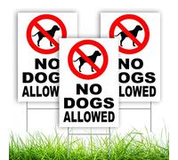 3 PC No Dogs Allowed Sign with Stake - 8x12 inches Double Sided Coroplast No Pets Allowed Sign