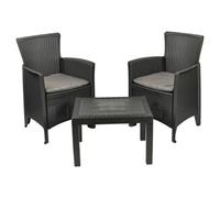 3 Pc Plastic Armchairs Cushions Coffee Table Garden Outdoor Furniture Set