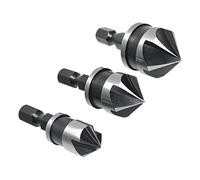 3 PCS 1/4" hex quick change shanks,1/4 Inch Hex Shank 5 Flute 90 Degree Chamfering Countersink Drill Bit Set,12mm/16mm/19mm Countersink Drill Bit 5 Flute 90 Degree Woodworking Countersink Bits