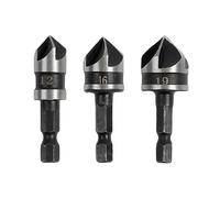 3 Pcs 1/4" hex quick change shanks,1/4 Inch Hex Shank Chamfering Countersink Drill Bit Set,12mm/16mm/19mm Countersink Drill Bit Woodworking Countersink Bits