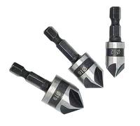 3 Pcs 1/4 Inch Hex Shank, Countersink Drill Bit Hex Shank, 12mm/16mm/19mm Countersink Drill Bit, 5 Flute 90 Degree Woodworking Countersink Bits for Woodworking (Grey)