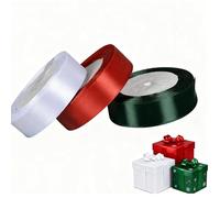 3 Pcs 1 Inch 25 Yard Satin Ribbon for Christmas Crafts, White, Red, Dark Green Solid Color Satin Fabric for Gift Wrapping Bouquets DIY Hair Bows Silk Ribbon for Halloween Decoration