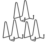 3 Pcs 10-Inch Black Iron Display Stand Set, N-Shaped Picture Frame Stand, Heavy Duty Plate Stand Easel, 5.5 mm Thick Wire, Four-Point Support Design for Photo, Cookbook, Tablet