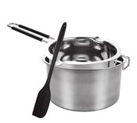 3 Pcs 1000 ML/35 Oz Double Boiler, 304 Staninless Steel Double Boiler Pot with 16cm Heating Pot & Silicone Scraper, Melting Pot Kit for Chocolate Cheese Candy Butter Candle Soap Melting