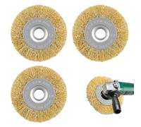 3 Pcs 100mm Brass Coated Wire Brush Wheel,Angle Grinder Wire Brush,Drill Wire Brush for Cleaning, Rust Removal, Paint Removal, Deburring & Polishing