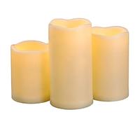 3 PCS 10cm 13cm 15cm Waterproof LED Flameless Timer Candles, 1000 Hours Long Battery Life/Flickering Battery Operated Electric Outdoor LED Large Plastic Resin Pillar Candle for Outside Lantern Decor
