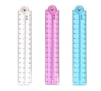 3 PCS 15cm Foldable Ruler,Transparent Straight Ruler 15cm,Colored Flexible Rulers for School Office Home