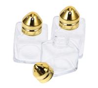 3 Pcs 15ml Glass Salt and Sugar Shakers with Gold Caps | Square Condiments, Stainless Steel Tops, Space-saving Storage, for Dining Tables and Busy Cooking Areas