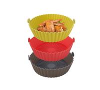 3 Pcs 16.5cm/6.5inch Food Grade Silicone Easy Cleaning Air Fryer Liners Reusable Food Safe Air Fryer Oven Accessories Replacement for Flammable Parchment Liner Air Fryer Basket