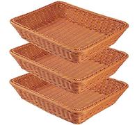 3 PCS 16 Inch Wicker Bread Basket, Woven Serving Basket, Tabletop Food Serving Basket for Restaurant, Bakery, Family Party, Hotel Serving, Fruits, Vegetables and Snacks, Brown, by GNIEMCKIN