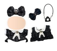 3 Pcs 17cm Clothes for 17cm Doll, Black Doll Accessories with Dress Bag Ribbon Hair Clip Boy and Girl for Best Gifts No Doll