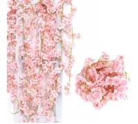 3 Pcs 180cm Pink Artificial Silk Cherry Blossom Garland Vines Hanging Vine Garland Artificial Flowers,Fake Floral garland for Outdoor Indoor Wedding Wall Badroom Ceremony Home Wedding Decoration