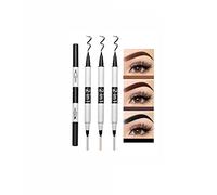 3 Pcs 2 In 1 Eyeliner and Eyebrow Pen Set, Waterproof Long Lasting No Fade Black Liquid Liner and Black Brown Coffee Eyebrow Pencil with Micro Tip Applicator, Eye Makeup Gift for Women Girls