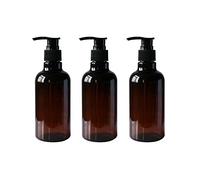 3 PCS 250ml/8oz Brown Amber PET Plastic Refillable Bottles with Black Pump Empty Cosmetic Toiletries Containers for Shampoo Hair Conditioner Shower Gel Hand Wash Lotions Dispensers