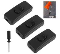 3 PCS 2A Single Cut Straight in Power Cord Switch, Torpedo Switches for 2 Core Wiring, Compatible with Round or Flat Wire, For Desk Lamps, Lighting, and Small Appliances, 250V (Black)