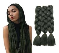 3 Pcs /300g 24'' Two Ombre Jumbo Braiding Hair Synthetic Braid Hair Extensions Dark Green