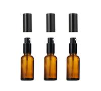 3 Pcs 30ml 1oz Amber Glass Travel Bottles Leakproof Lotion Pump Bottles Lotion Dispenser Soap Dispenser Cosmetics Containers Jar Foundation Bottle Vial with Black Pump for Cream Lotion Shampoo