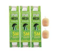 3 PCS 37mm Wide PVA Mesh Carp Fishing 5M PVA Mesh Refill Carp Fishing Accessories Bait Bags Water Soluble Bag for Boilie Bait Precise Feeding