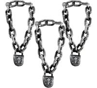 3 Pcs 38 Inch Fake Halloween Chains Plastic Chain Links Decoration Prison Chain Props with Lock for Halloween Costume Accessory Haunted House Decor