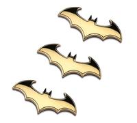 3 Pcs 3D Chrome Car Emblem Bat Logo Sticker Stainless Steel Chrome Motorcycle Car Decoration Bat Logo Gold