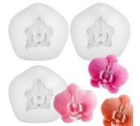 3 Pcs 3D Phalaenopsis Silicone Molds, Food Grade Orchid Flower Mould for Fondant Cake Decoration, Aromatherapy Wax Sheet, Handmade Cold Soap Making, Dishwasher Safe