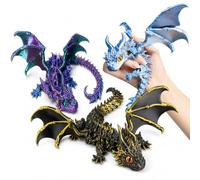 3 PCS 3D Printed Dragon,Laser Blue Silver,Rainbow,Black 3D Dragon Ideal Easter Gifts for People