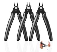3 Pcs 4.5 Inch Black Wire Cutters - Micro Precision Durable Diagonal Flush Cutters for 3D Print, Electronics, Coil, Plastic Models, Jewellery, Homes - Speedy Effortless Side Cutting Pliers
