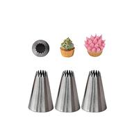 3 Pcs 4B Large Icing Piping Nozzles,4B Open Star Cake Decorating Tip