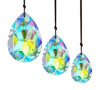 3 Pcs 50/63/76mm Colorful Bauhinia Prism Suncatcher Window Decor | Colourful Bauhinia Crystal Prism Suncatcher Pendants Rainbow Maker Set of 3 for Chandelier Window Wedding Party Garden Decor