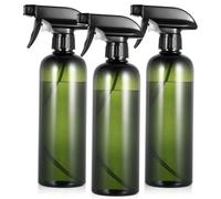 3 Pcs 500ml Round Dark-Green Refillable Trigger Mister Spray Bottles | Leakproof Plastic Fine Mist Spray Bottles, Multipurpose for Household Cleaning, Gardening Watering and Hairdressing Salon Use