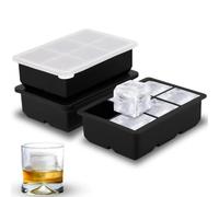 3 Pcs 5cm Large Ice Cube Moulds, 6 Grids Square Silicone Ice Cube Trays with Lids, 2 inch Big Cube Ice Trays, Stackable Ice Mould for Whiskey Cocktails Juice Coffee