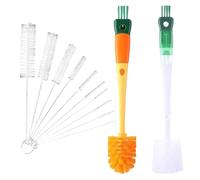 3 PCS 5in1 Water Bottle Brushes For Cleaning, 4in1 Water Bottle Brush Baby Multifunctional Cup Brushes, Green + Orange + 10-Piece Straw Cleaner or Bottle Tube Kettle Spout Cleaning