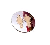 3 Pcs 5mm 3D Mirror Round Toilet Door Sign Bathroom WC Modern Wall Sticker Home Decor For Offices Public Spaces(Silver,6 in (15cm))