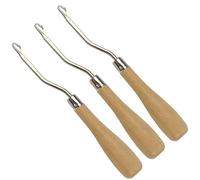 3 Pcs 6.5 Inch Wooden Bent Crochet Latch Hook Knitting Tool for Rug Hook Making Wig Designing and Other Craft