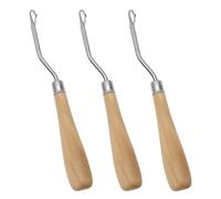 3 Pcs 6.5 Inch Wooden Bent Crochet Latch Hook Knitting Tool for Rug Hook Making Wig Designing and Other Craft
