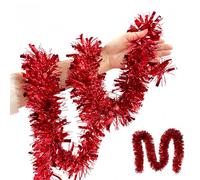 3 pcs 6.5ft Luxurious Christmas Tinsel Garland - Thick Red & Gold Metallic Tinsel for Xmas Tree Decorations Shiny Rainbow Tinsel for Holiday Party, Indoor & Outdoor Festive Decor(red)