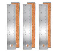 3 PCS 6-Inch Stainless Steel Metal Ruler with Cork Backing, Non Slip Straight Edge Ruler with Inch and Centimeters Prevent Ink Leakage for School Office Drawing Engineering Woodworking