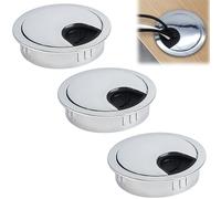 3 Pcs 60mm Desk Grommet Kit,Computer Desk Grommets Round Wire Hole Covers,Zinc Alloy Desk Hole Covers,Desk Cable Grommet,Desk Plug Hole Cover for Computer,Desktop,Home,Office(Pearl Chromium)