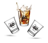 3 PCS 60th Birthday Shot Glasses Set, 1.5 oz Cheers to 60 Years Clear Shot Glass Cups with Heavy Base, Birthday Decorations for Women, Men, Funny Birthday Gifts, Party Supplies or Favors for Her, Him