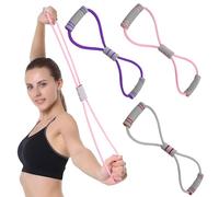 3 Pcs 8-Shaped Resistance Bands with Handles, 38lbs Exercise Bands for Arm Back Shoulder Stretch, Pull Rope 8 Stretch Yoga Fitness Band for Women and Men Muscle Training (Pink+Purple+Grey, 38lbs)