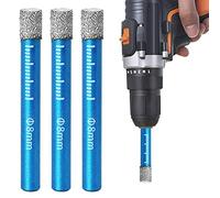 3 Pcs 8mm Tile Drill Bits Set - Diamond Drill Bit for Granite, Ceramic, Marble, Stone, Glass - Round Shank Dry Drill Bits