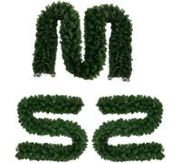 3 Pcs 9ft Plain Green Christmas Garland | 2.7m x 25cm Realistic, Xmas Garland for Decorating Stairs, Fireplaces, Doors & Windows, Flexible, Durable Holiday Home Decor for Indoor & Outdoor.